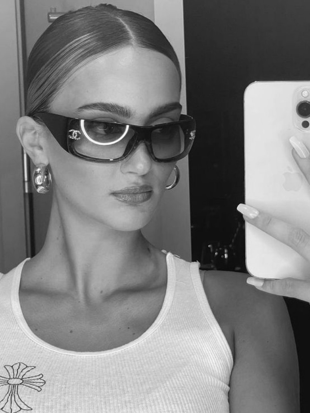 CHANEL Brown Shield Sunglasses with Pearl CC Accent